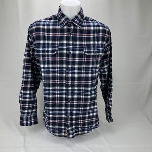 Jachs Men's Shirt L Sleeve Up Plaid Blue M (D13-1)